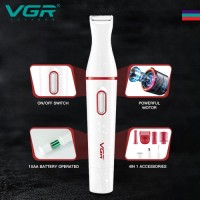 VGR V-725 Women 4 in1 shaving kit Eyebrows Trimmer Mini Electric Nose and Body Hair Trimmer Lady Epilator Shaver