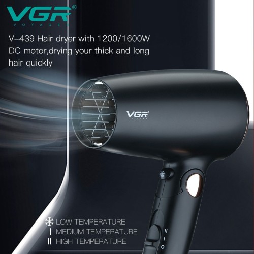 VGR V-439 Powerful Motor DC Mini Low Noise Professional Fast Dry Electric Travel Hair Blow Dryer with Foldable Handle