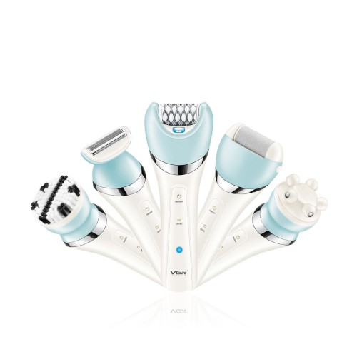 VGR V-703 IPX4 Waterproof 5 in 1 Grooming kit Electric Lady Shaver Epilator Rechargeable Foot Callus Remover Set