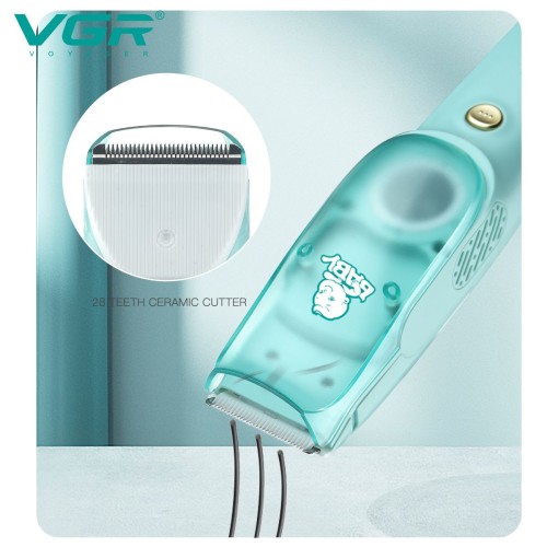 VGR V-151 Household IPX7 Waterproof Rechargeable Baby Hair Trimmer Ceramic Blade Silent Baby Hair Clipper for Kids