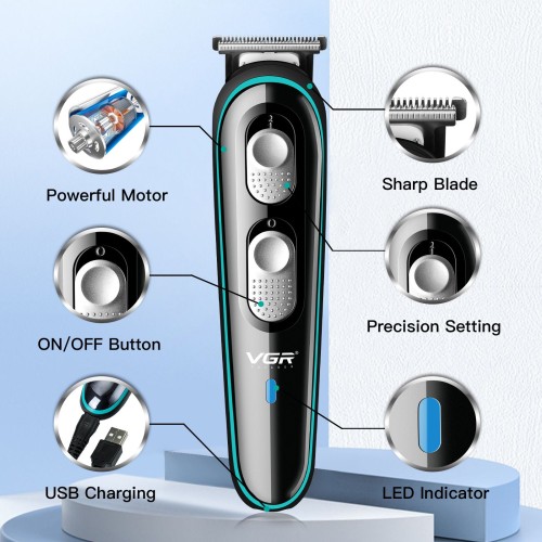 VGR V-055 Professional Rechargeable Best Electric Hair Trimmer Barber Hair Clipper Beard Trimmer for Men